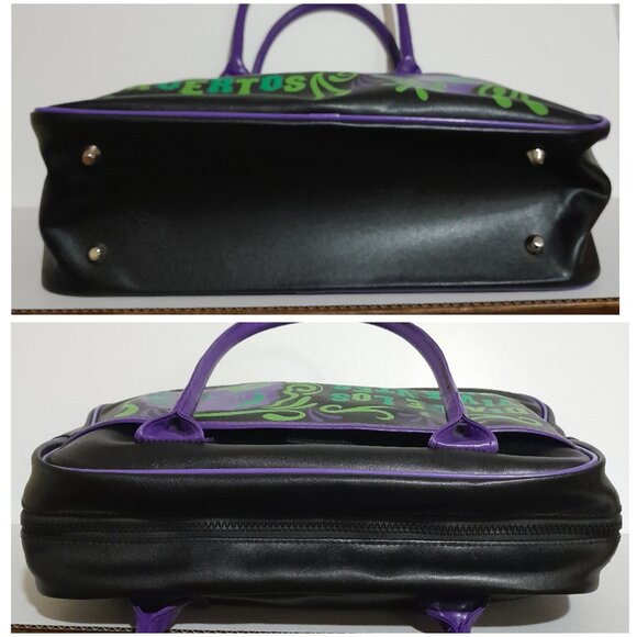 Vintage Sourpuss Dia De Los Vivientos Muertos Grunge Vinyl Purse Tote Minor Flaw - Picture 5 of 6